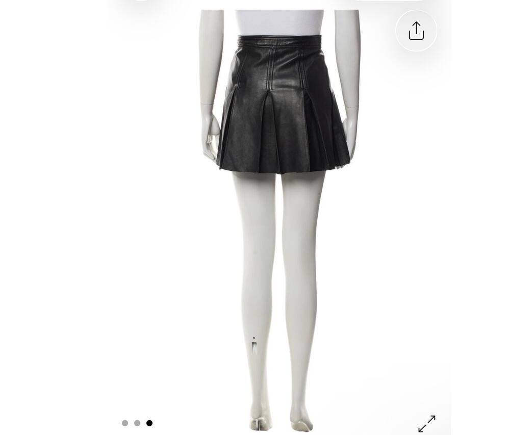 Polo Ralph Lauren Mini Skirt Womens 2 Black Leather Pleated Front Classic Preppy